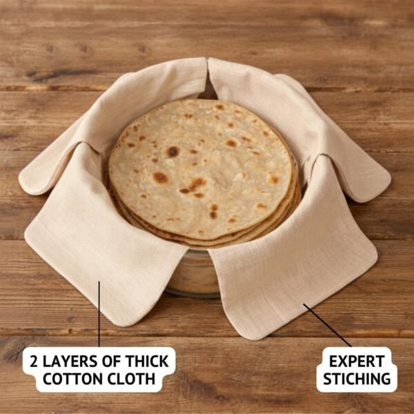 Pure Cotton Roti Mate Cloth, Round roti Cover (51 × 51 Cm, 1 Pc)