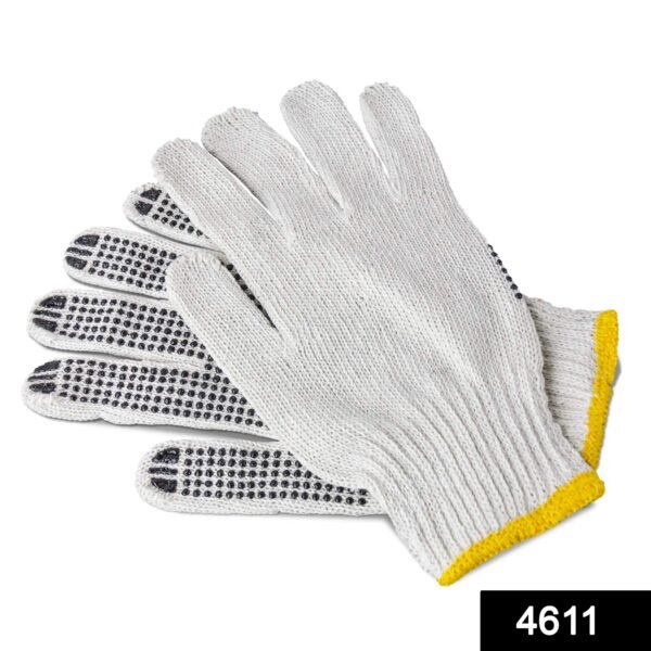 Unisex Knitted / Sewing Cotton Plain Hand Gloves Raw White