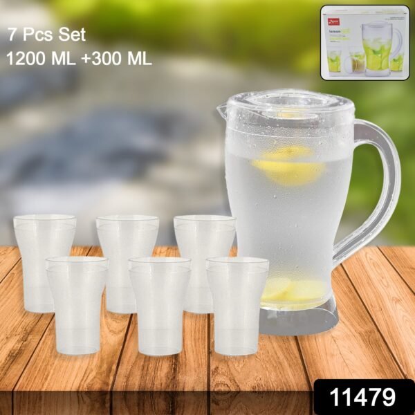 Apex Unbreakable Lemon Jug Set with 6 Glasses – 1200ML Jug + 300ML Glasses Approx