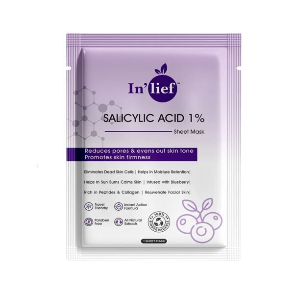 Salicylic-Acid-Sheet-Mask-05.jpg In’lief Salicylic Acid 1% Clarifying & Pore-Refining Facial Sheet Mask (1 Pc)