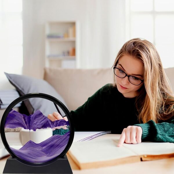 3D Moving Sand Art – Liquid Motion Deep Sea Sandscape with Round Glass Frame (1 Pc)