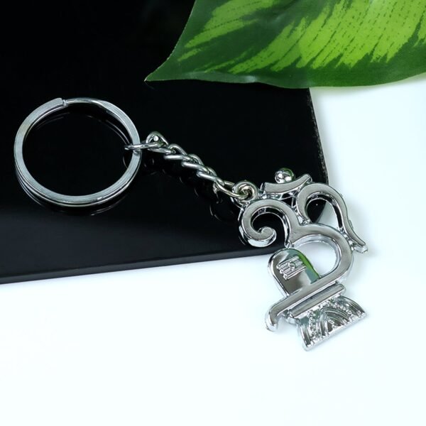 Shivling-Keychain-02.jpg Om with Shivling Metal Keychain (1 Pc)