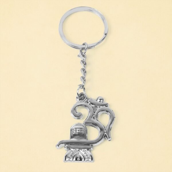 Shivling-Keychain-03.jpg Om with Shivling Metal Keychain (1 Pc)