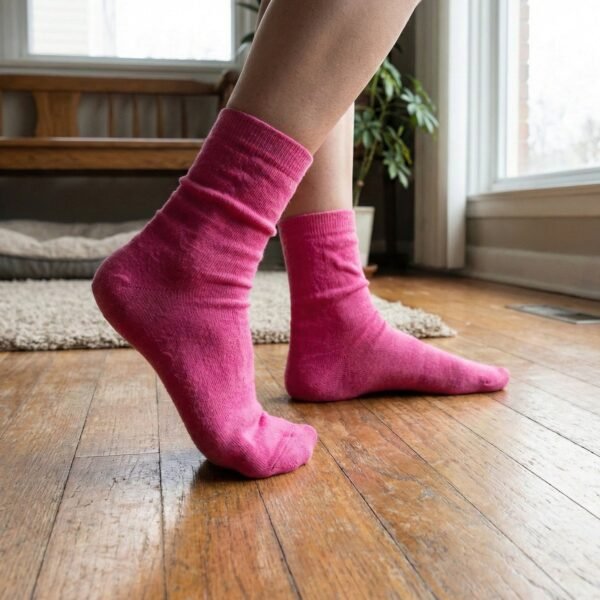 Soft Cotton Pink Socks for Women (1 Pair / Mix Color)