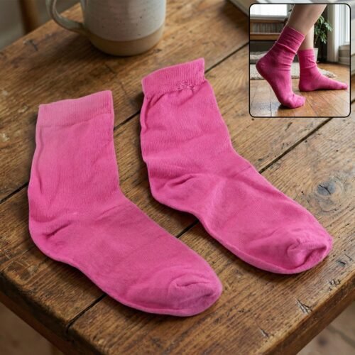 Soft Cotton Pink Socks for Women (1 Pair / Mix Color)