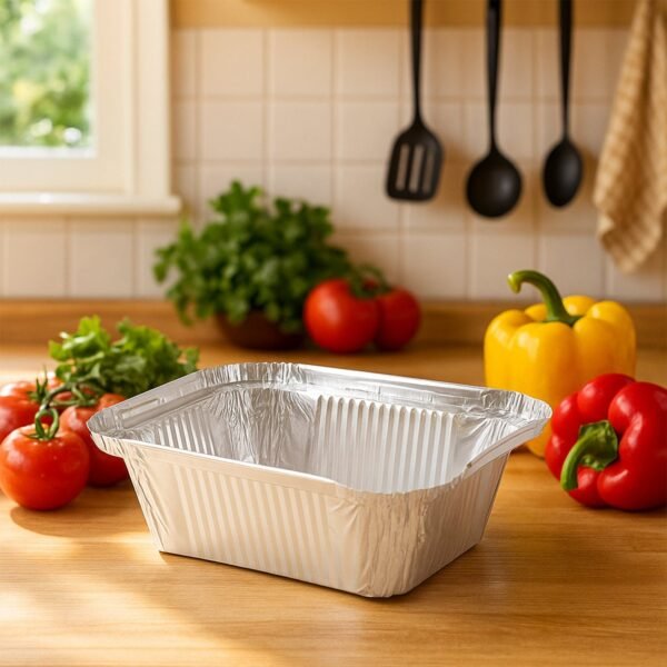 SilverFoilContainer-02.jpg Freshee Aluminium Food Container with Lid — 450 ml — 10 Pc