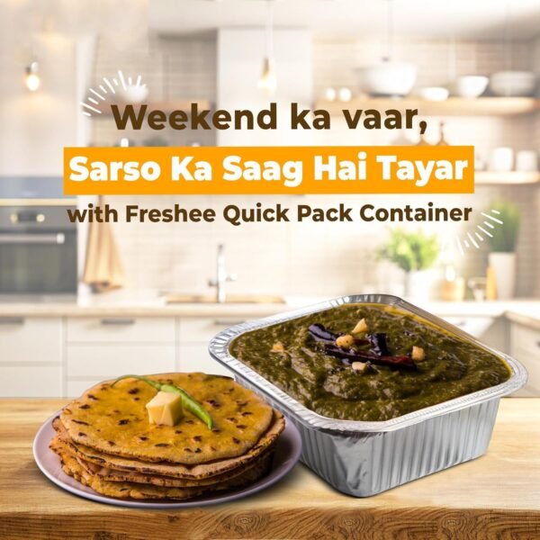 SilverFoilContainer-05.jpg Freshee Aluminium Food Container with Lid — 450 ml — 10 Pc