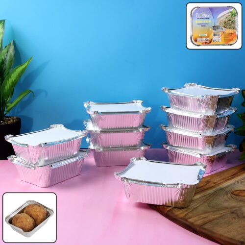 Freshee Aluminium Food Container with Lid — 450 ml — 10 Pc