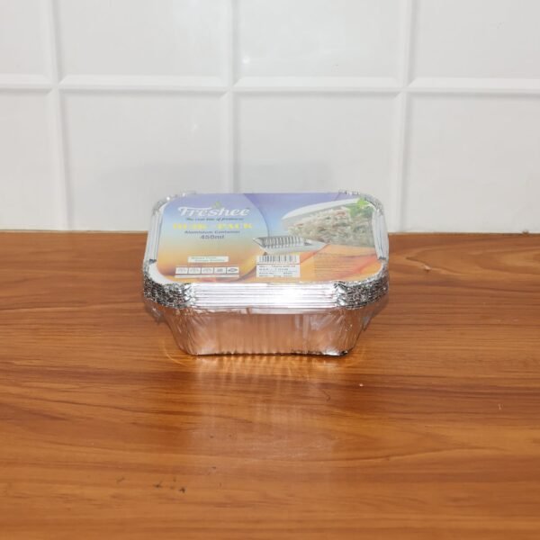 SilverFoilContainer-live.jpg Freshee Aluminium Food Container with Lid — 450 ml — 10 Pc