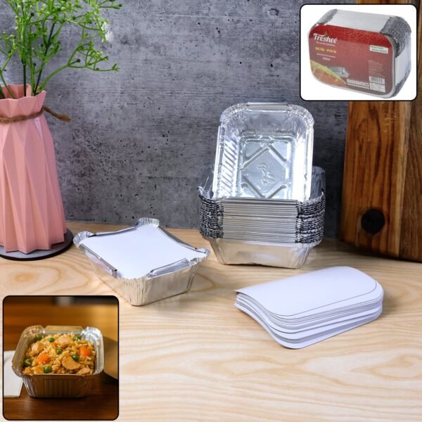Disposable Aluminium Food Containers with Lids – 250 ml Capacity (Pack of 25)
