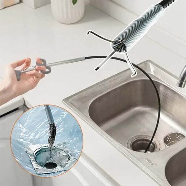 Flexible Spring Drain Cleaning Tool with Hand Grip (1 Pc / 156 Cm)