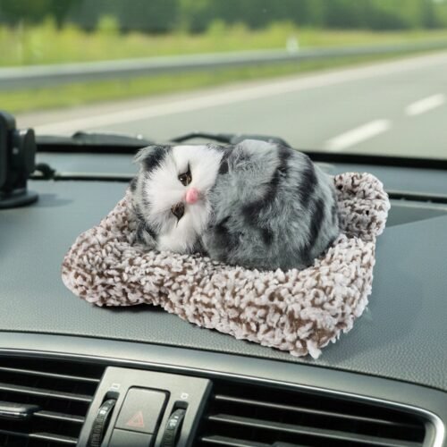 Soft Plush Cute Open-Eye Cat Car Dashboard Showpiece Toy (1 Pc)