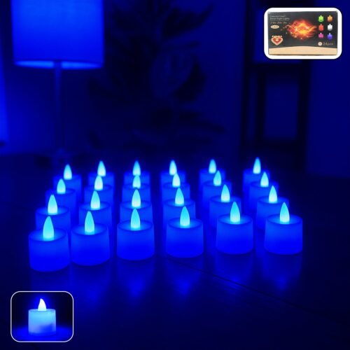 SmallNightlight-WOSKU-02.jpg Blue LED Tea Light Candles (24 Pc)