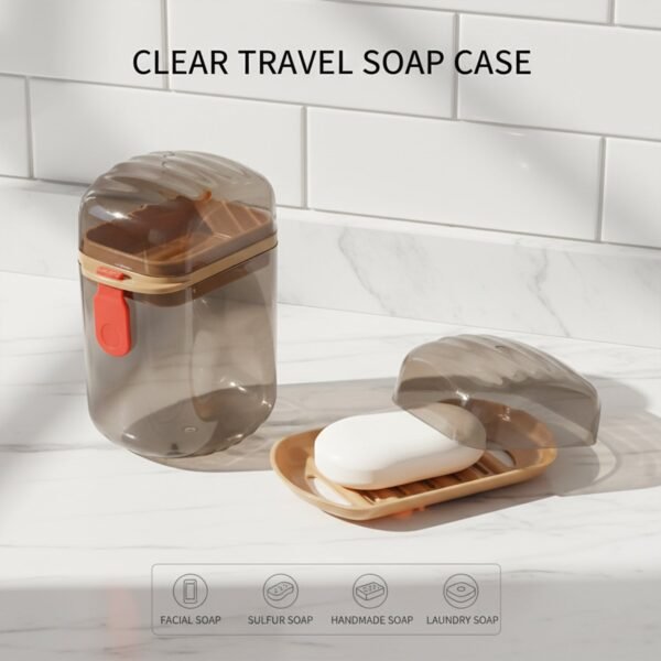 Premium Plastic Soap Box with Drain Tray & Protective Cover