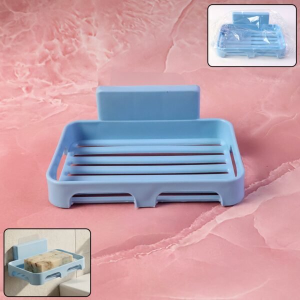 Self-Adhesive Wall Mount Plastic Soap Dish with Drain Slots
