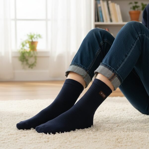 Navy Blue Casual Daily Wear Socks (1 Pair)