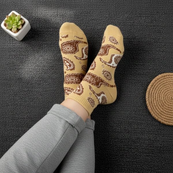 Beige Paisley Printed Fashion Socks (1 Pair)