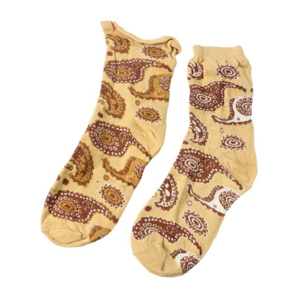 Beige Paisley Printed Fashion Socks (1 Pair)