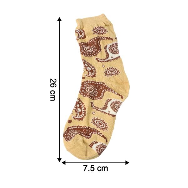 Beige Paisley Printed Fashion Socks (1 Pair)