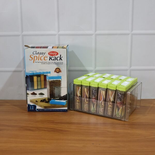 Classic Transparent Spice Rack with Stand – 12 Piece