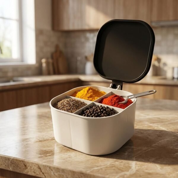 Fancy 4-Section Masala Box for Kitchen Storage (Spice Container)