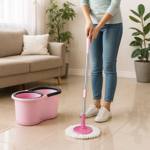 Quick Spin Mop With Steel Spin, Bucket Floor Cleaning, Easy Wheels & Big Bucket, Floor Cleaning Mop with Bucket