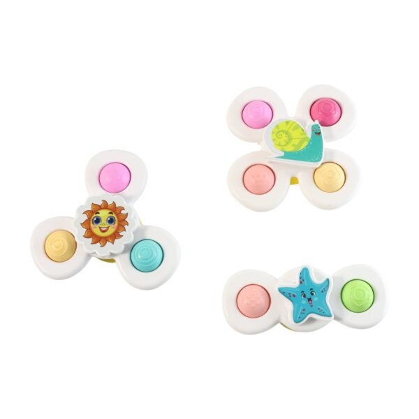 White Baby Spinner Toy Set – Sensory Suction Spin Toys (3 Pc Set)