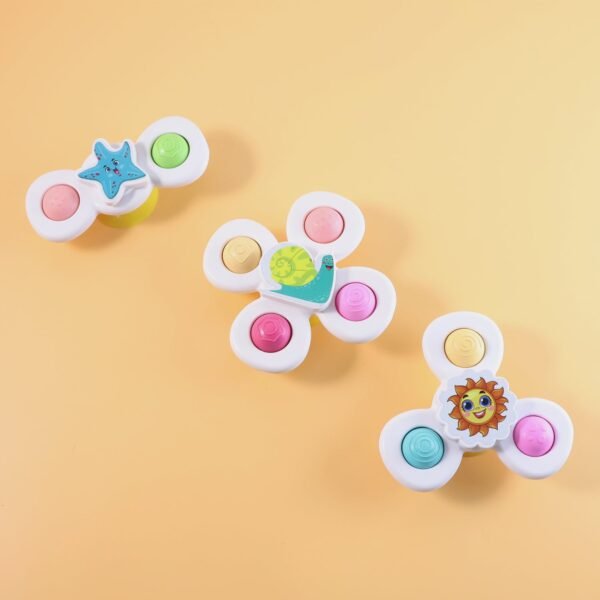 White Baby Spinner Toy Set – Sensory Suction Spin Toys (3 Pc Set)