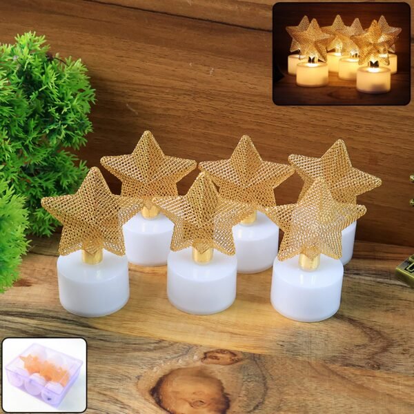 Set of 6 Decorative LED Star Candles