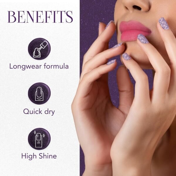 Starlet-Nail-Paint-Purple-Dazzle-02.jpg OG Beauty Purple Dazzle Starlet Glitter Nail Paint (10 ML / 1 Pc)