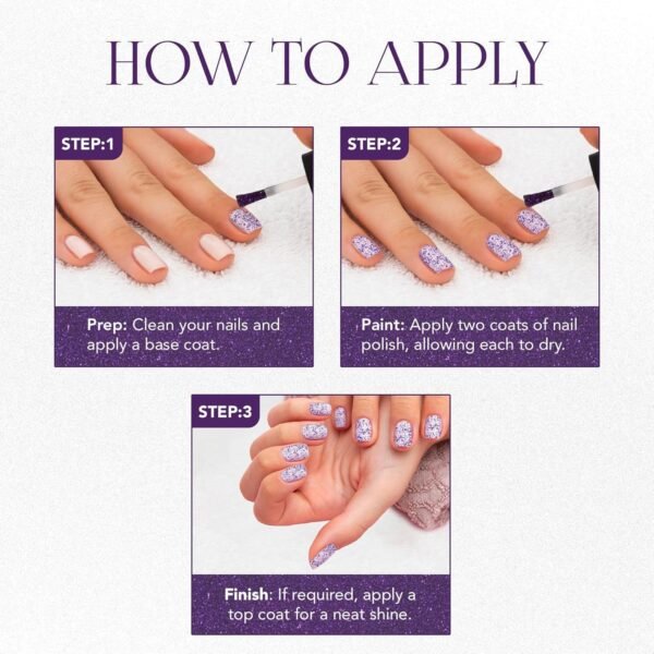 Starlet-Nail-Paint-Purple-Dazzle-03.jpg OG Beauty Purple Dazzle Starlet Glitter Nail Paint (10 ML / 1 Pc)