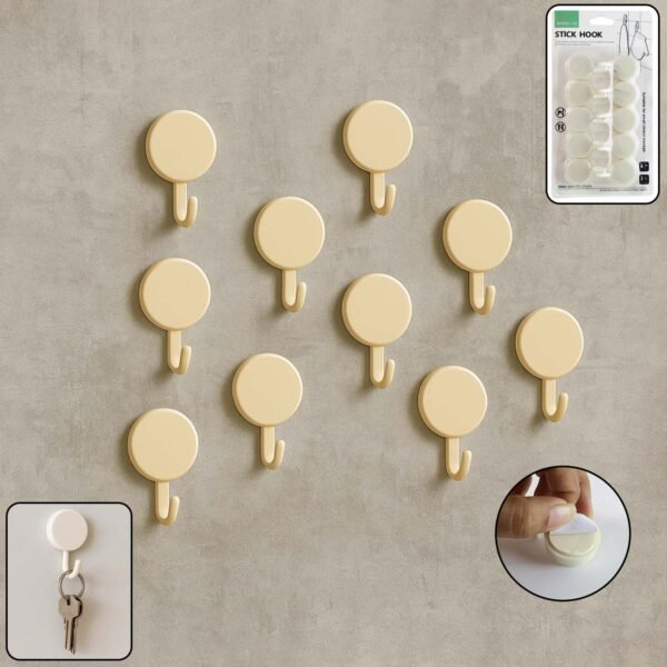 Self Adhesive Round Wall Hooks (10 Pc)