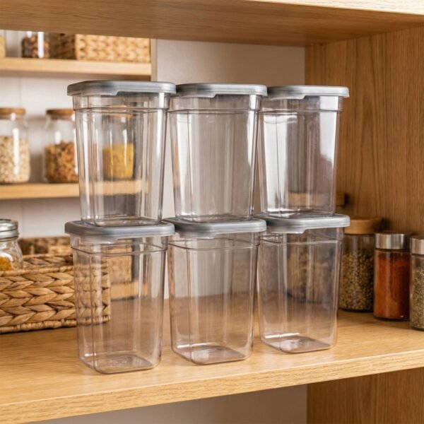 Storage-Containers-03_5ca3a919-0cb7-4bcc-bf9a-ced3798742ef.jpg Plastic Multipurpose Kitchen Storage / fridge Container (1200 ML, 6 Pc)