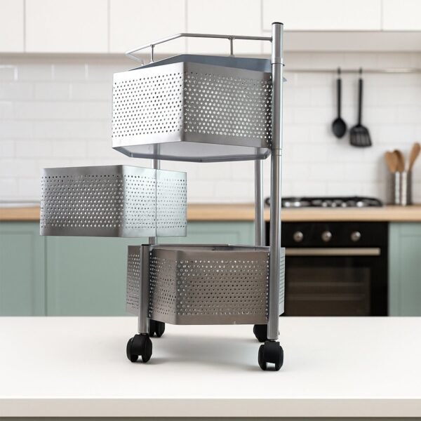 StorageRack-03.jpg Premium 3-Layer Hexagon Kitchen Storage Trolley with Wheels (1 Pc)