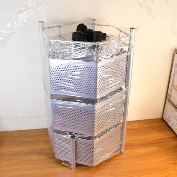 StorageRack-Liveimage.jpg Premium 3-Layer Hexagon Kitchen Storage Trolley with Wheels (1 Pc)