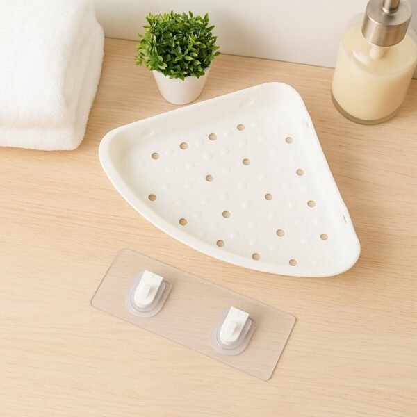 Self-Adhesive Corner Bathroom Shelf with Fast-Drain Holes (1 Pc)