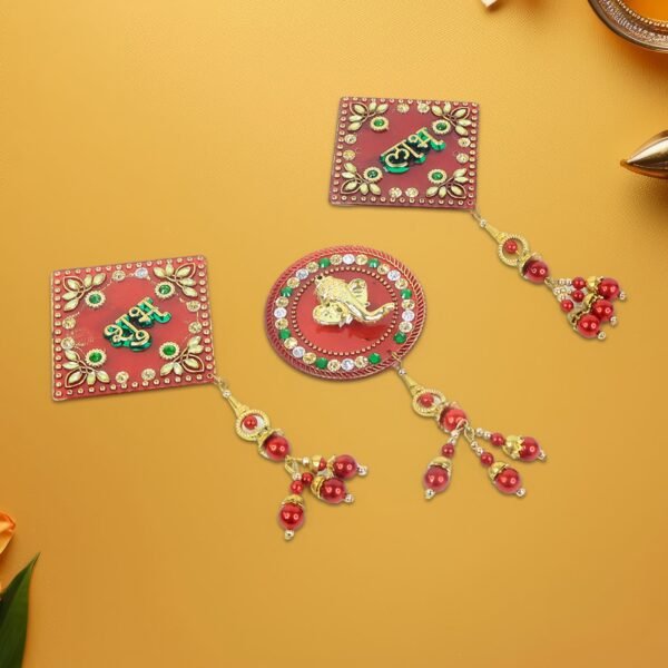 Subh-Labh-03_fb94871d-395c-4278-a6ec-13d8d27f332f.jpg Decorative Wall Hanging Set with Shubh Labh and Ganesh Design (3 Pc)