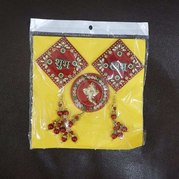Subh-Labh-08.jpg Decorative Wall Hanging Set with Shubh Labh and Ganesh Design (3 Pc)