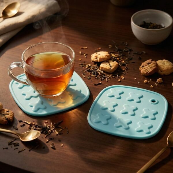 Tea-Coaster-03.jpg Heat Resistant Multipurpose Cup Coaster & Hot Pot Pad Set (2 Pc)