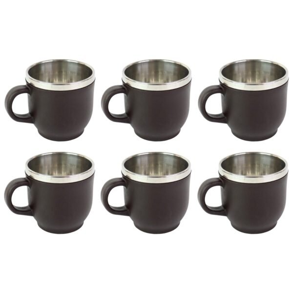 Tea-Cup-05.jpg Apex Premium Double Wall Stainless Steel Cappuccino Mug Gift Set (6 Pc / 100 ML)