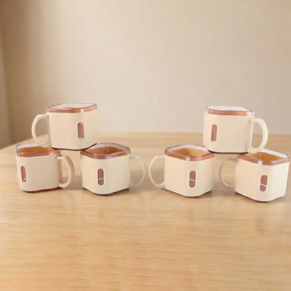 Premium Square Shape Tea Cup Set – 6-Piece (150 ML)