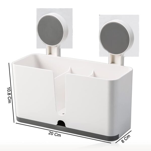 Wall Mounted 3 Compartment Toothbrush Holder with Adhesive Installation (1 Pc)