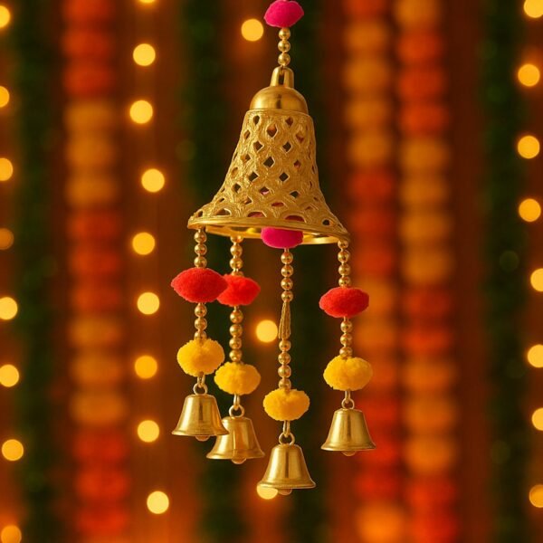 Decorative Hanging Bell with Colorful Tassels - (1 Pc)