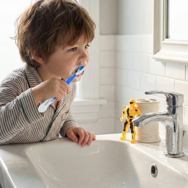 Kids Toothbrush Set with Cartoon Robot Toy