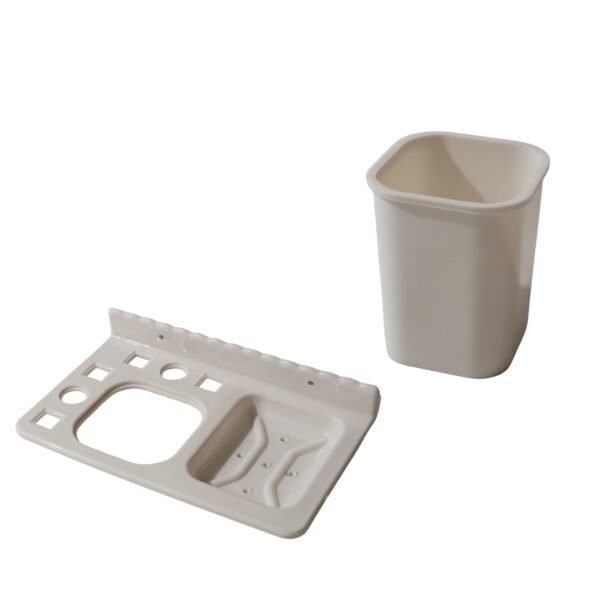TuthbrushHolder-04.jpg 3in1 Wall Mounted Multi-Compartment Toothbrush & Soap Holder with Cup (1 Pc)