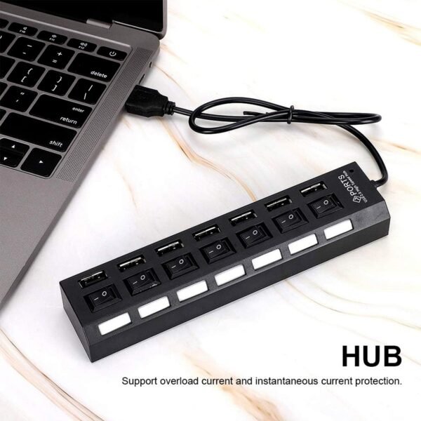USB Splitter Multi Port USB 2.0 Hub, 7 Port