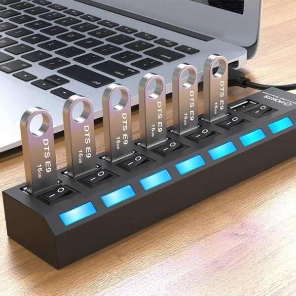 USB Splitter Multi Port USB 2.0 Hub, 7 Port