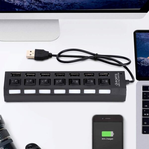 USB Splitter Multi Port USB 2.0 Hub, 7 Port