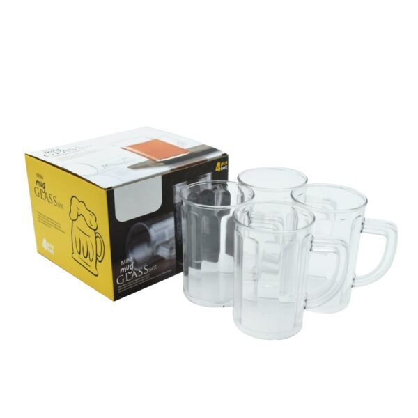 Unbreakable Drinking Plastic Type Glass Set, Beer Mug, Set of 4 PCs, Transparent