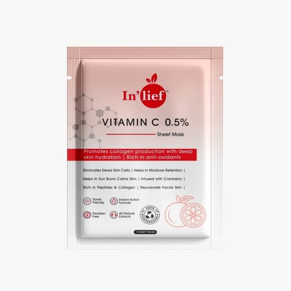 In’lief Vitamin C 0.5% Hydrating & Brightening Facial Sheet Mask (1 Pc)
